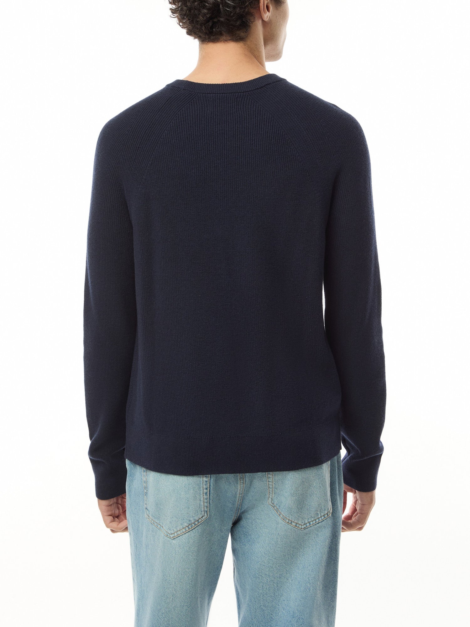 Ribbed Cotton Wool Crew Neck Sweater