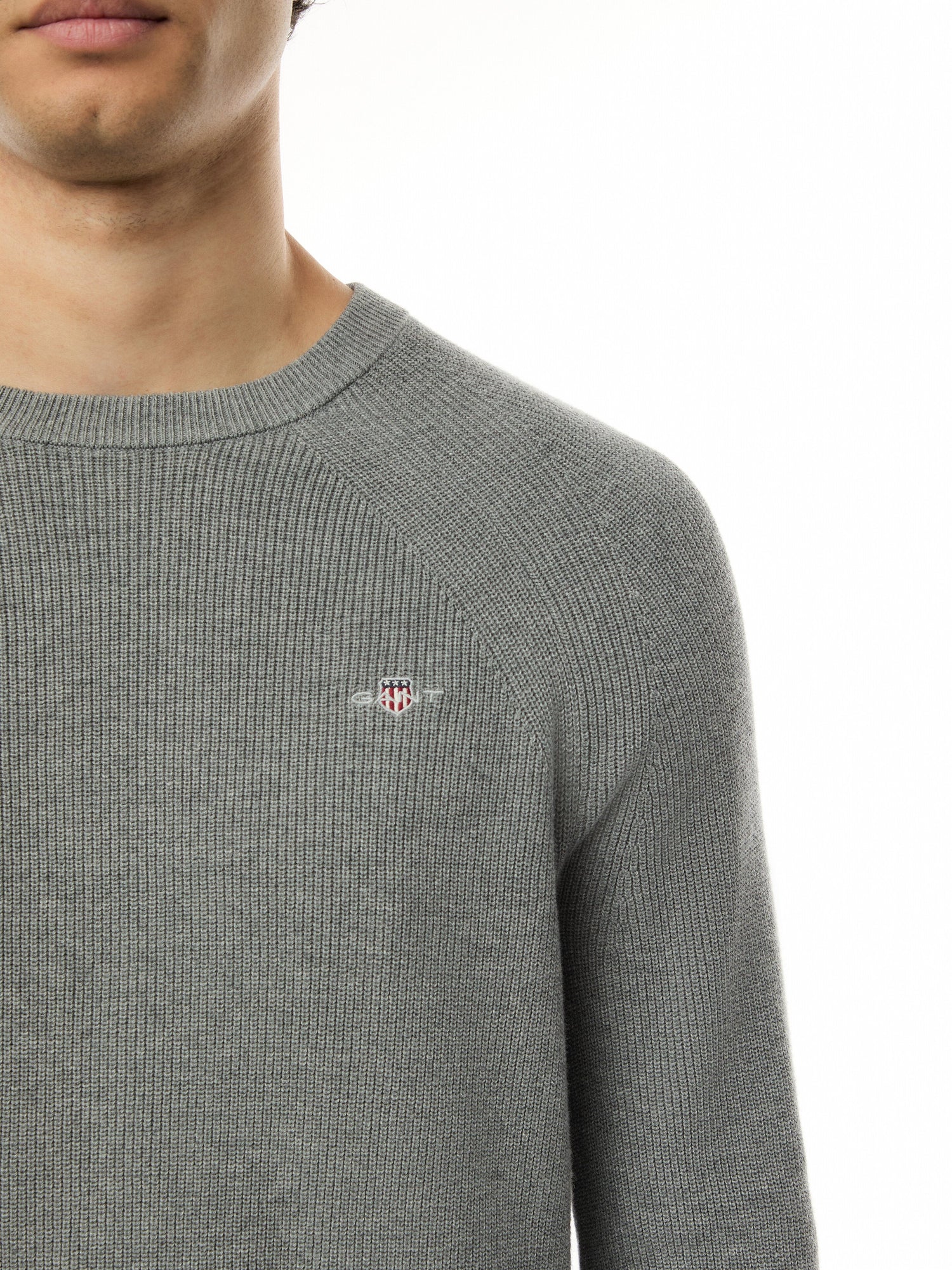 Ribbed Cotton Wool Crew Neck Sweater