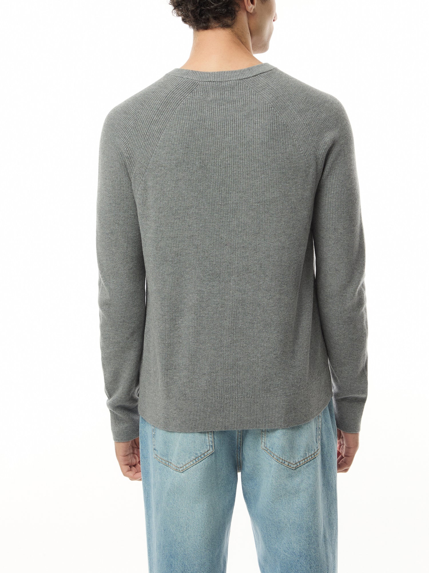 Ribbed Cotton Wool Crew Neck Sweater