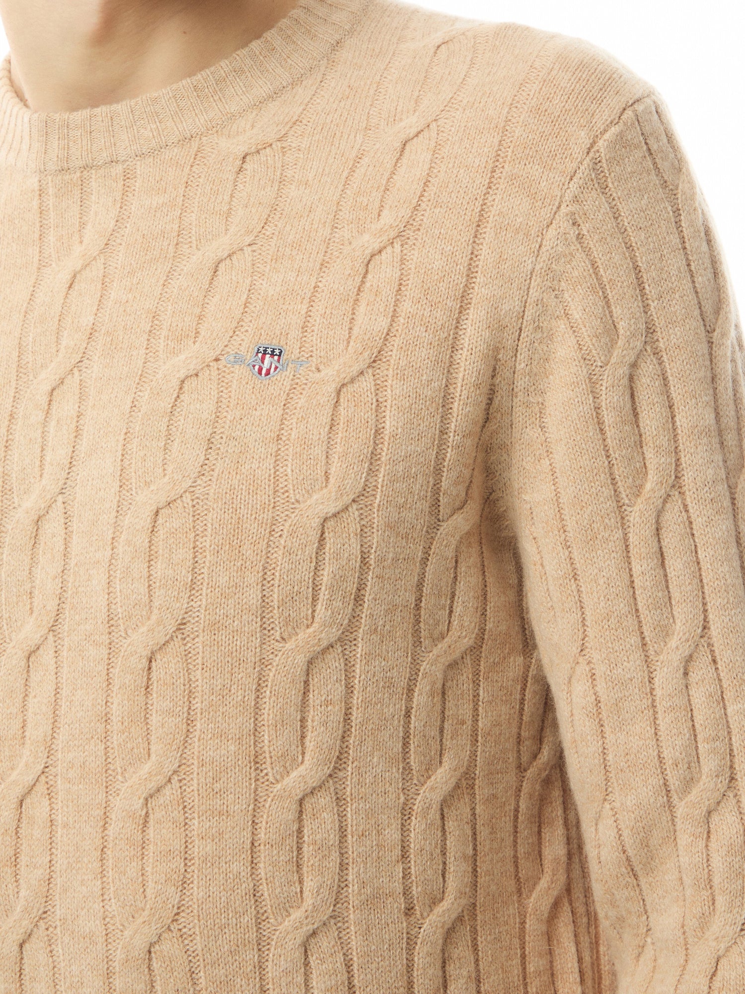 Cable Crew Neck Lambswool Sweater