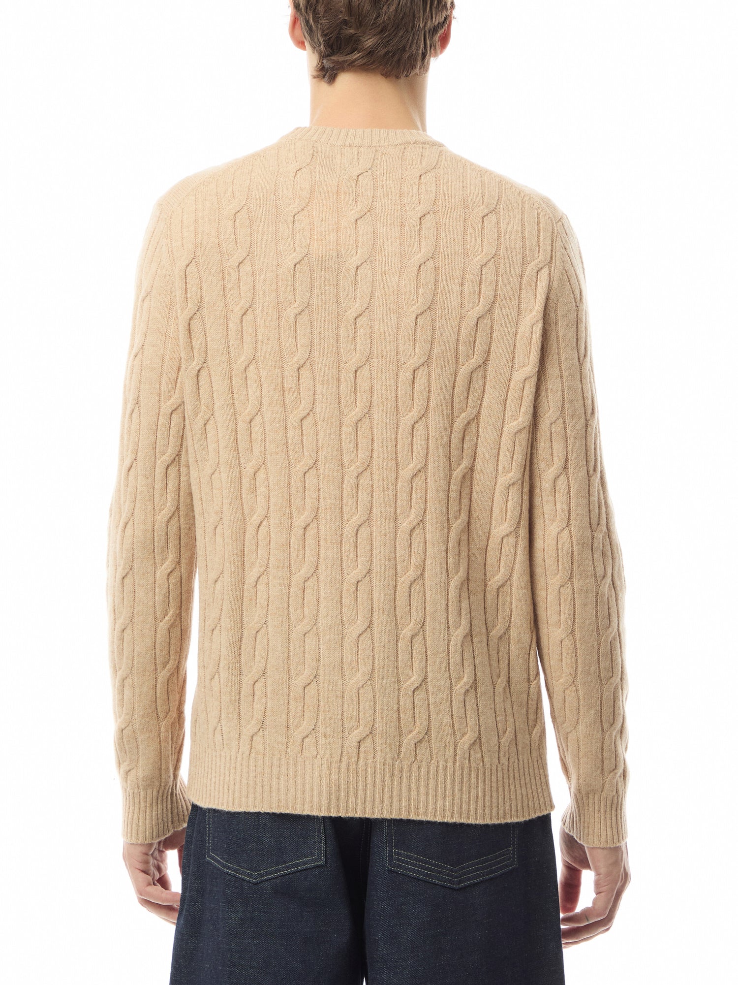 Cable Crew Neck Lambswool Sweater