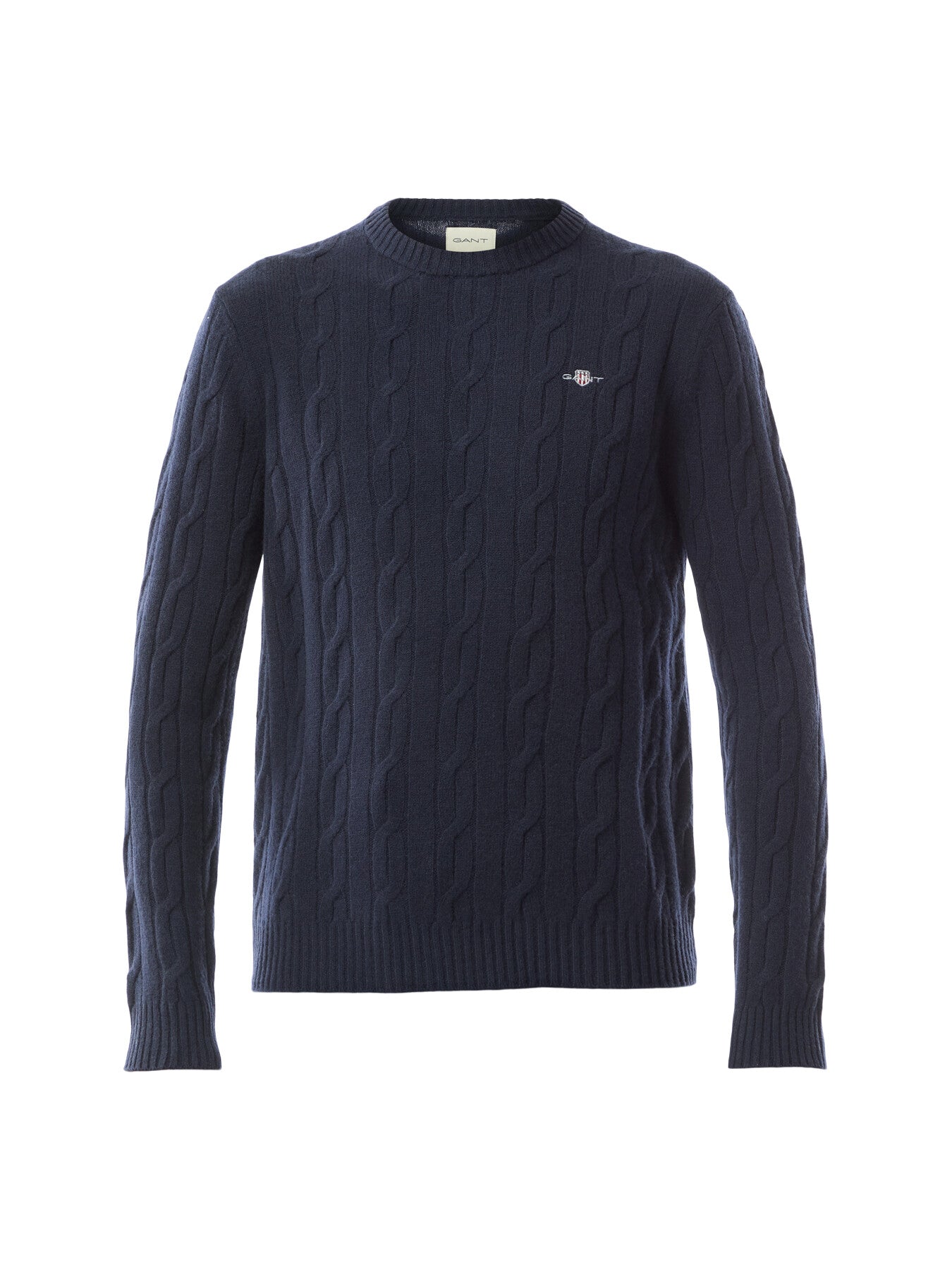 Cable Crew Neck Lambswool Sweater