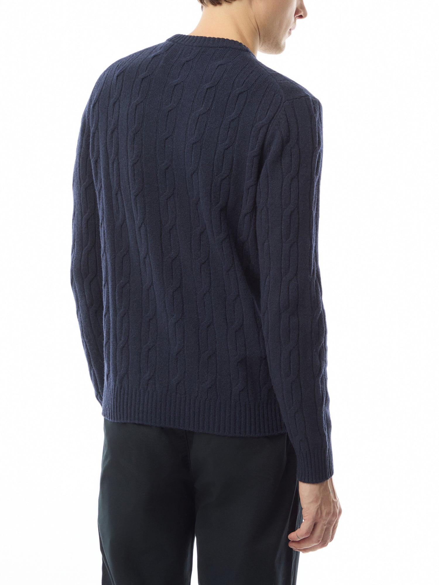 Cable Crew Neck Lambswool Sweater