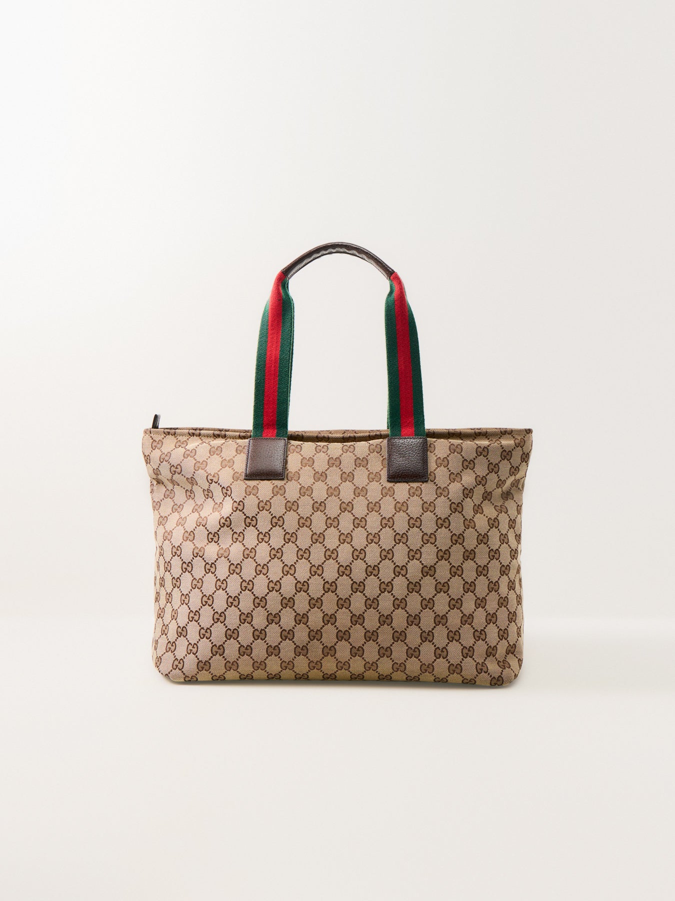 Vintage Gucci Web Zip Tote Large Brown