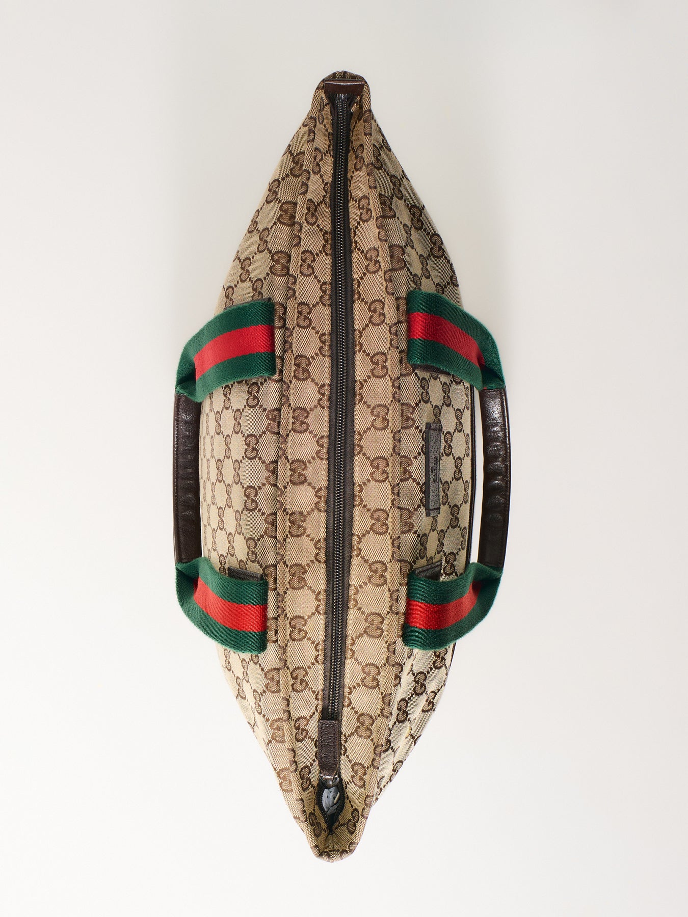 Vintage Gucci Web Zip Tote Large Brown