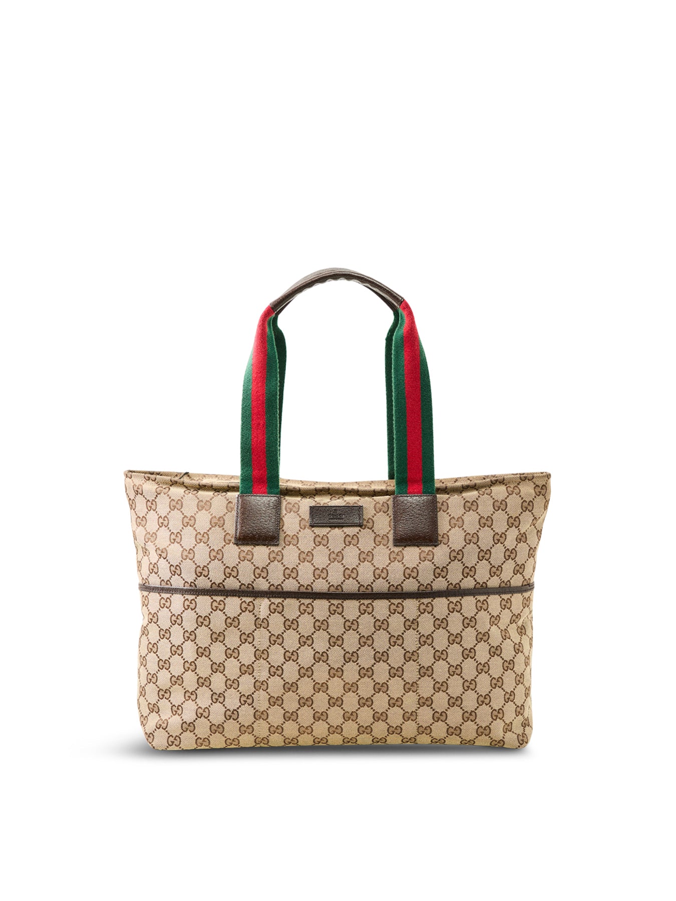 Vintage Gucci Web Zip Tote Large Brown