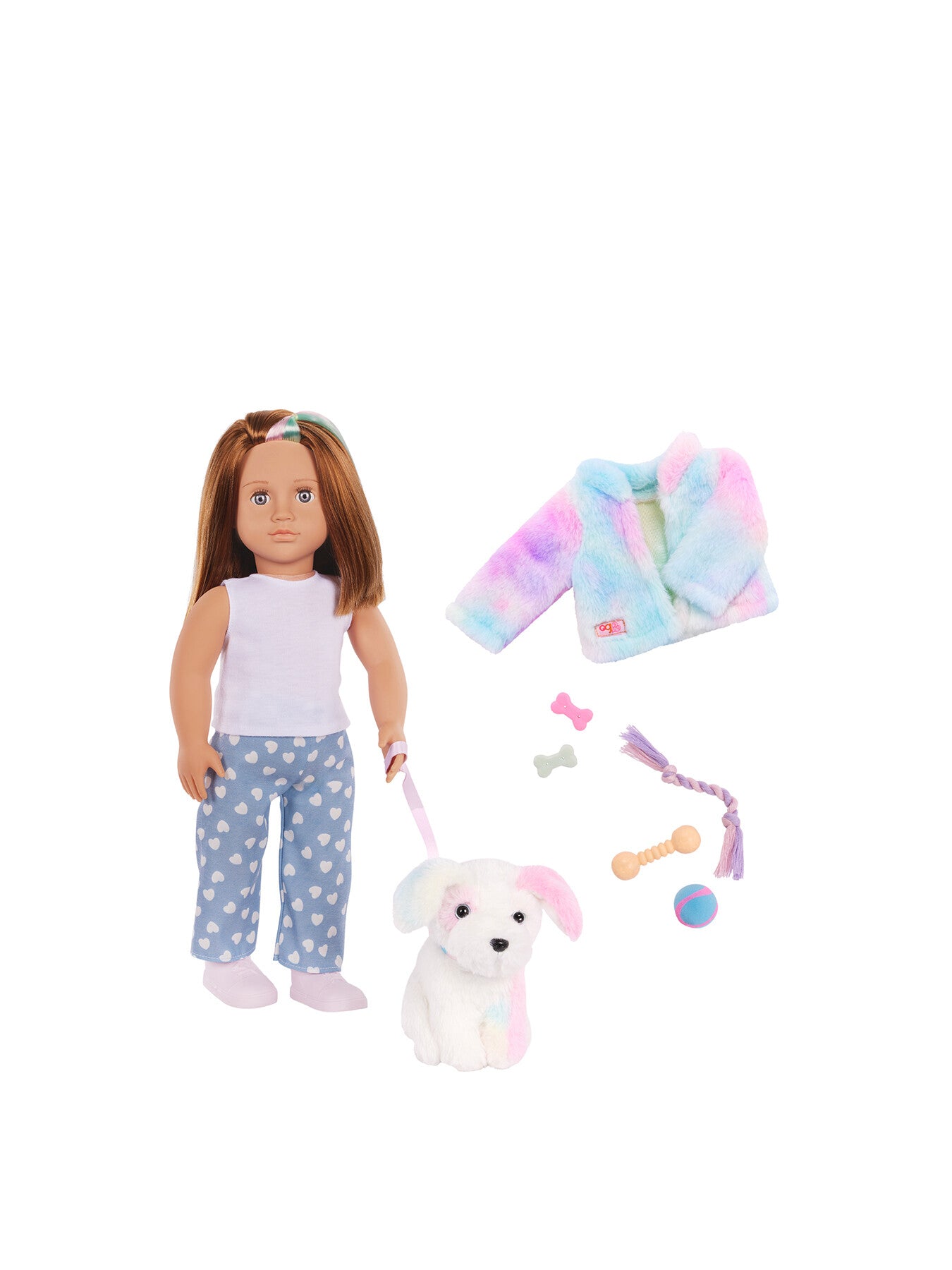 Doll with Rainbow Pup Accessories Skylar Bow