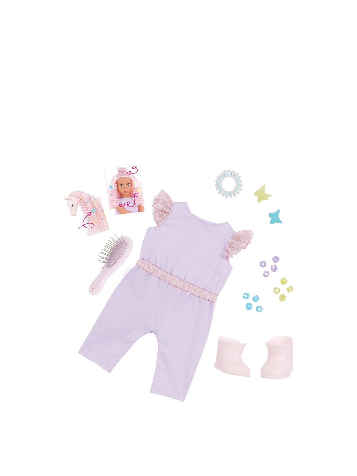 Hair Play Doll with Pet Foal Elara and Lumina