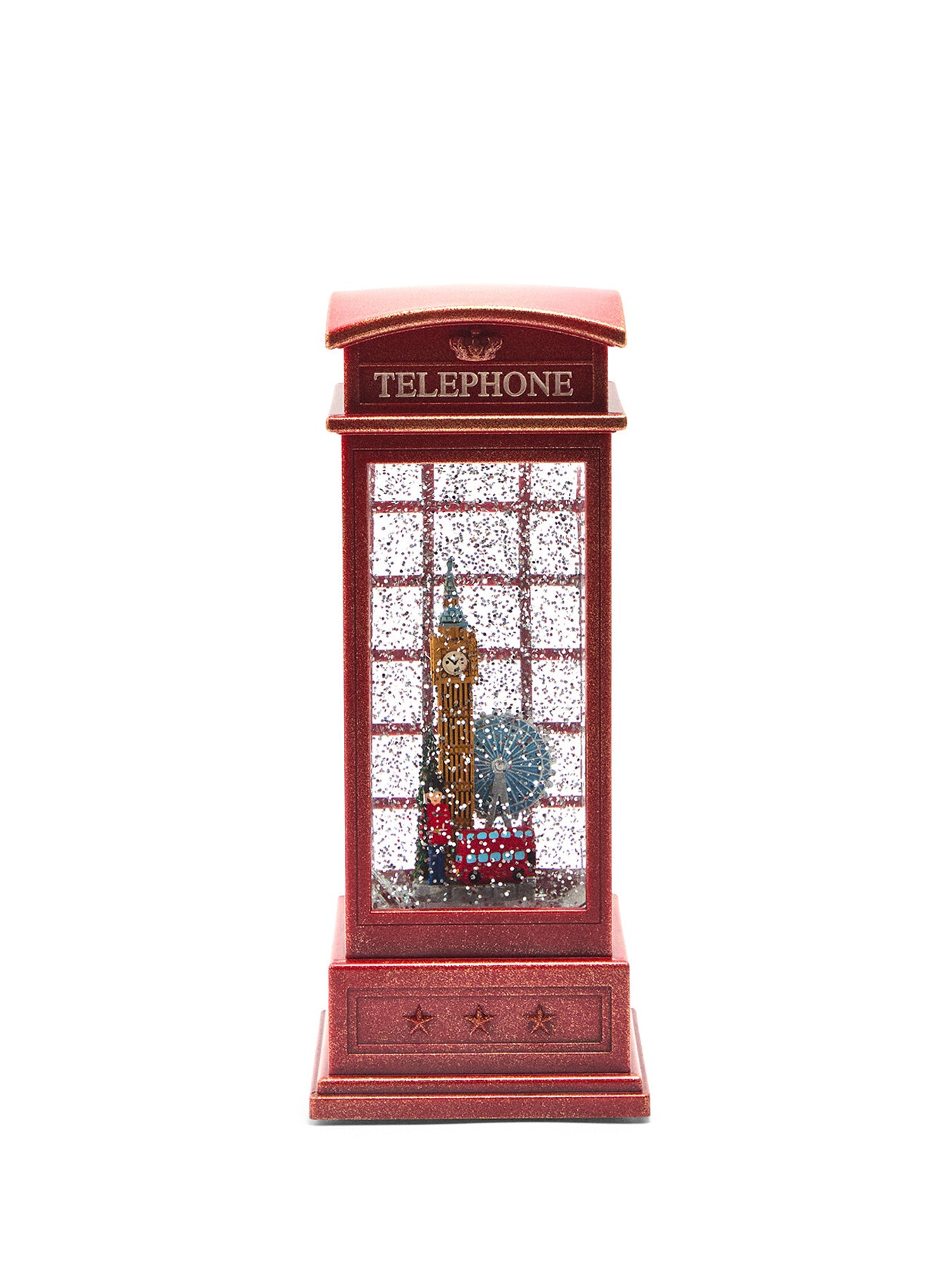 Water Lantern Telephone Box London Timer Christmas Decoration