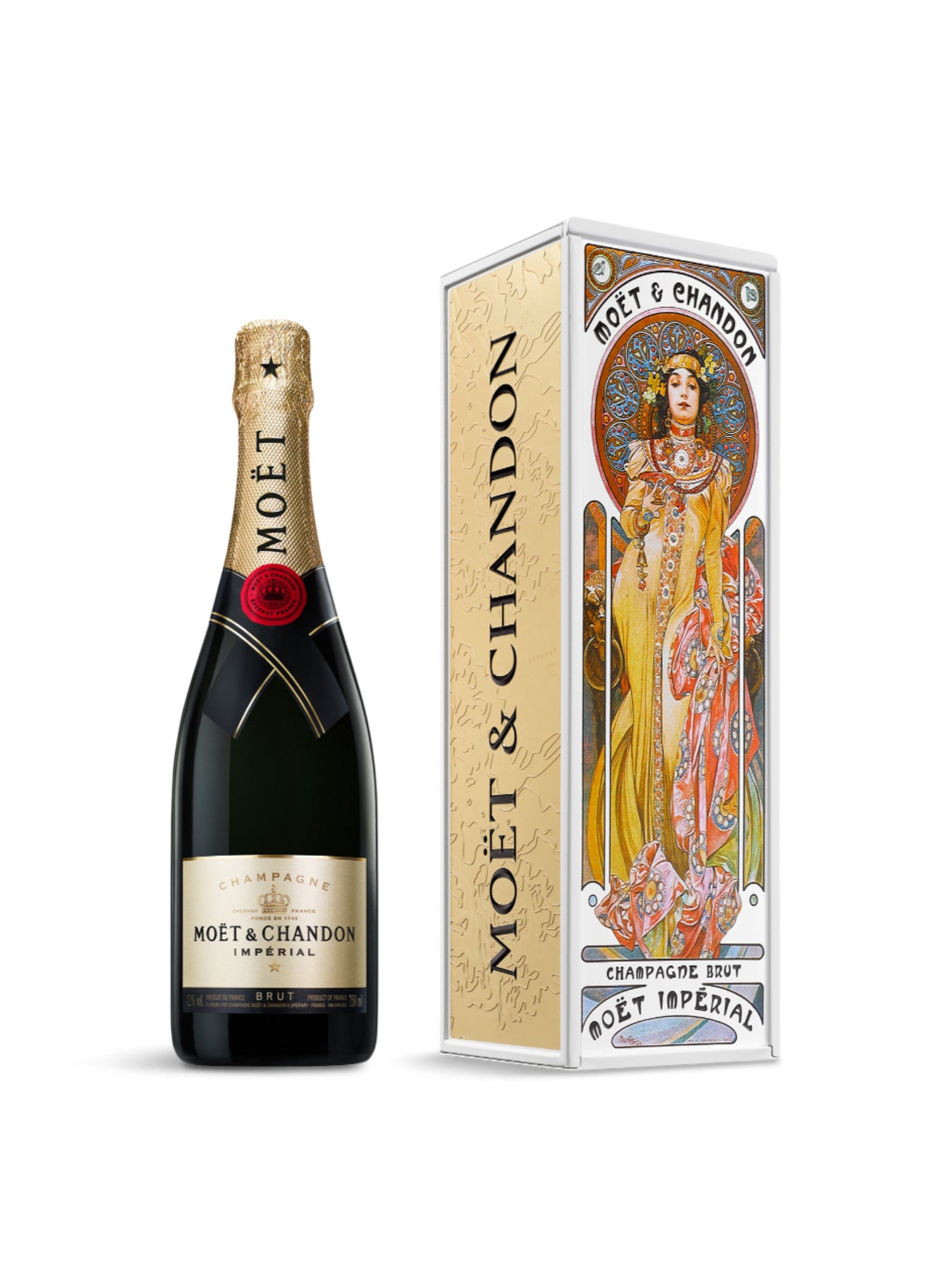 Moët Brut Mucha Gift Tin Woman Golden Dress