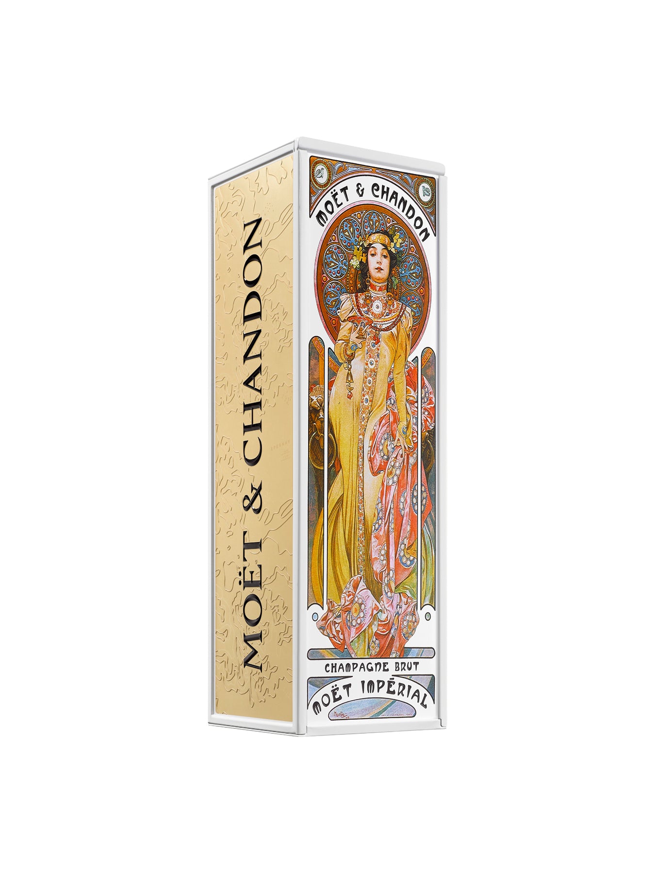 Moët Brut Mucha Gift Tin Woman Golden Dress