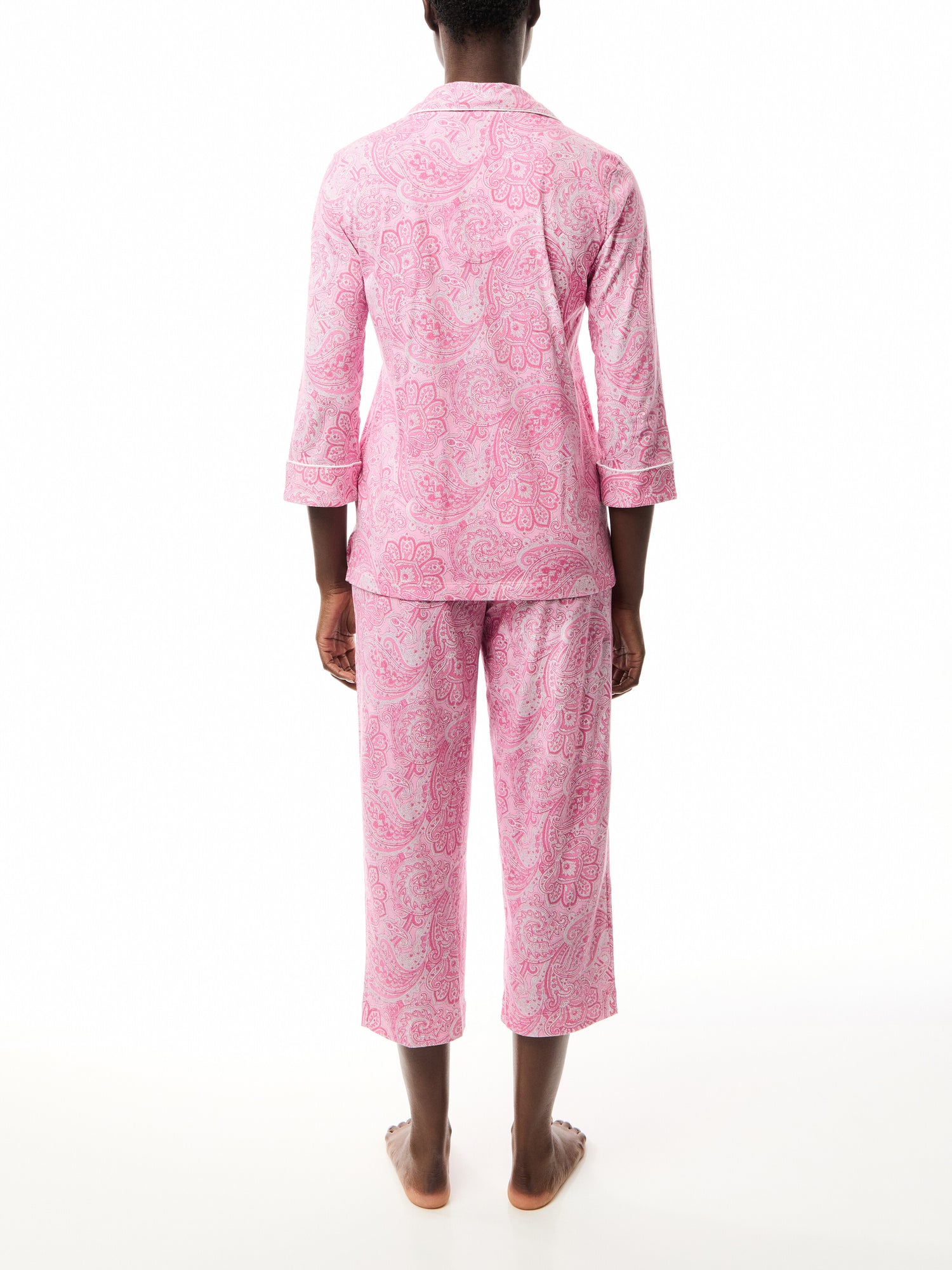 Stripe Cropped Cotton Pyjama Set