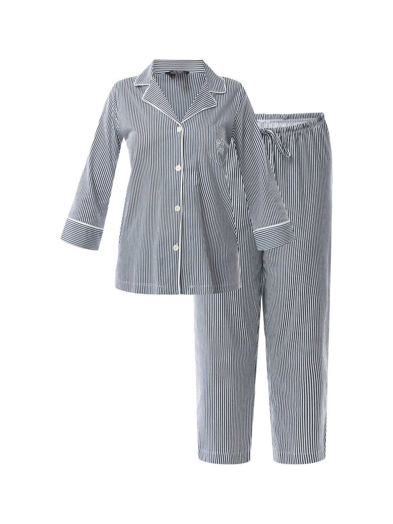 Stripe Cropped Cotton Pyjama Set
