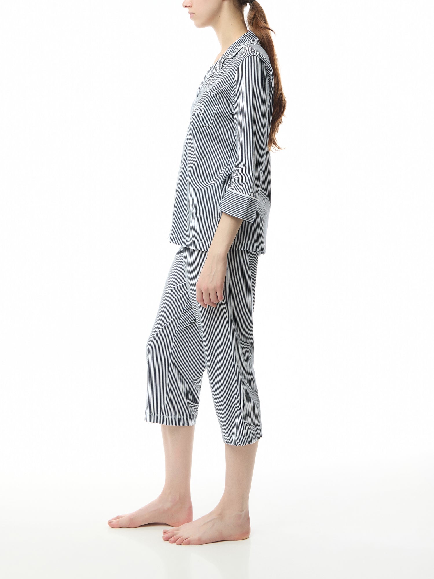 Stripe Cropped Cotton Pyjama Set