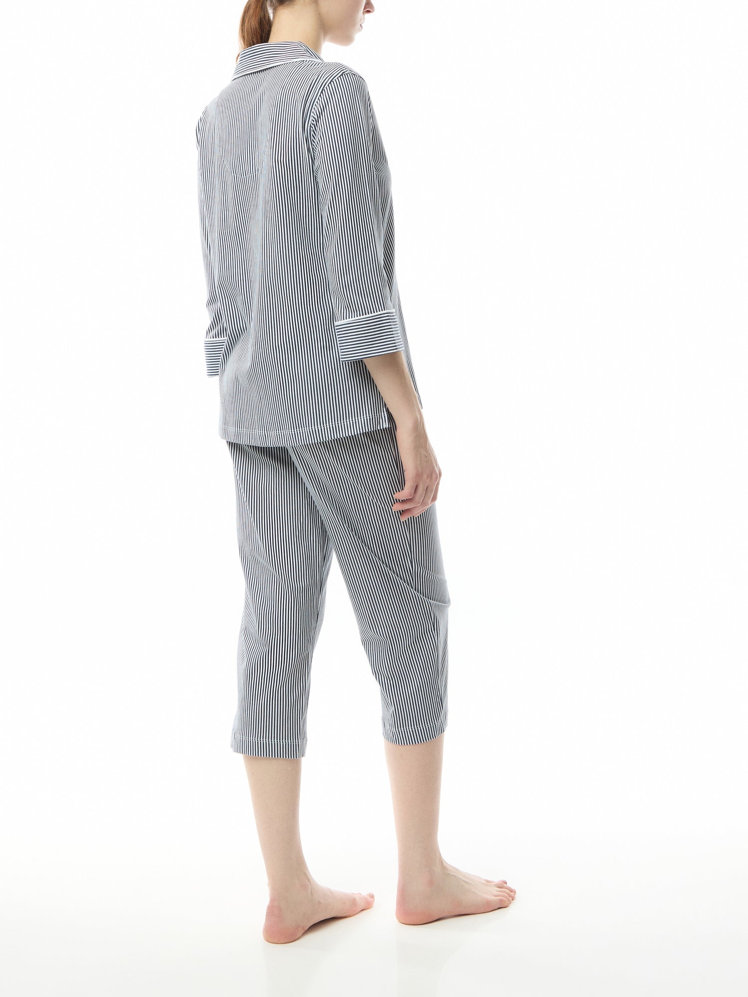 Stripe Cropped Cotton Pyjama Set