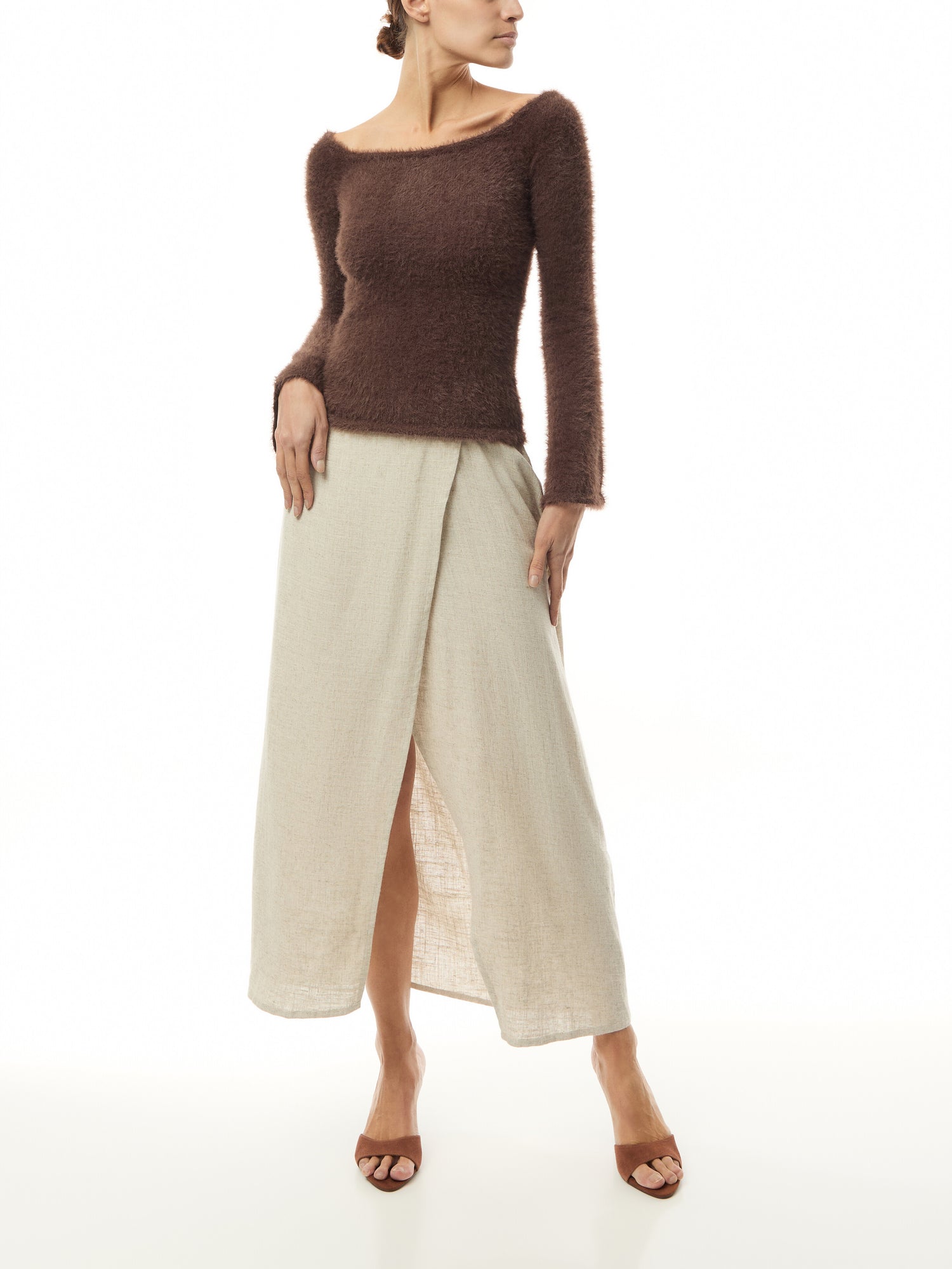 Erika Bardot Fluffy Knit Top