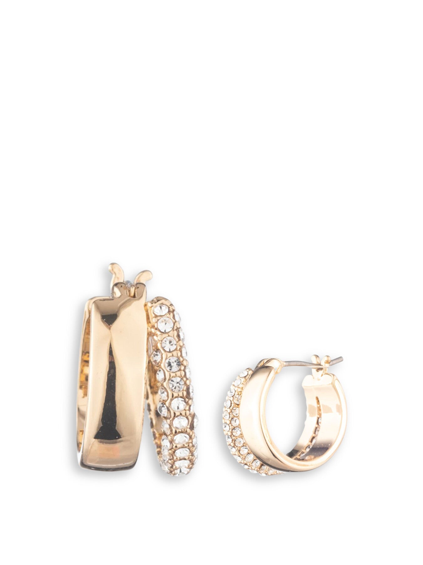 Pave Spilt Huggie Hoop Earrings