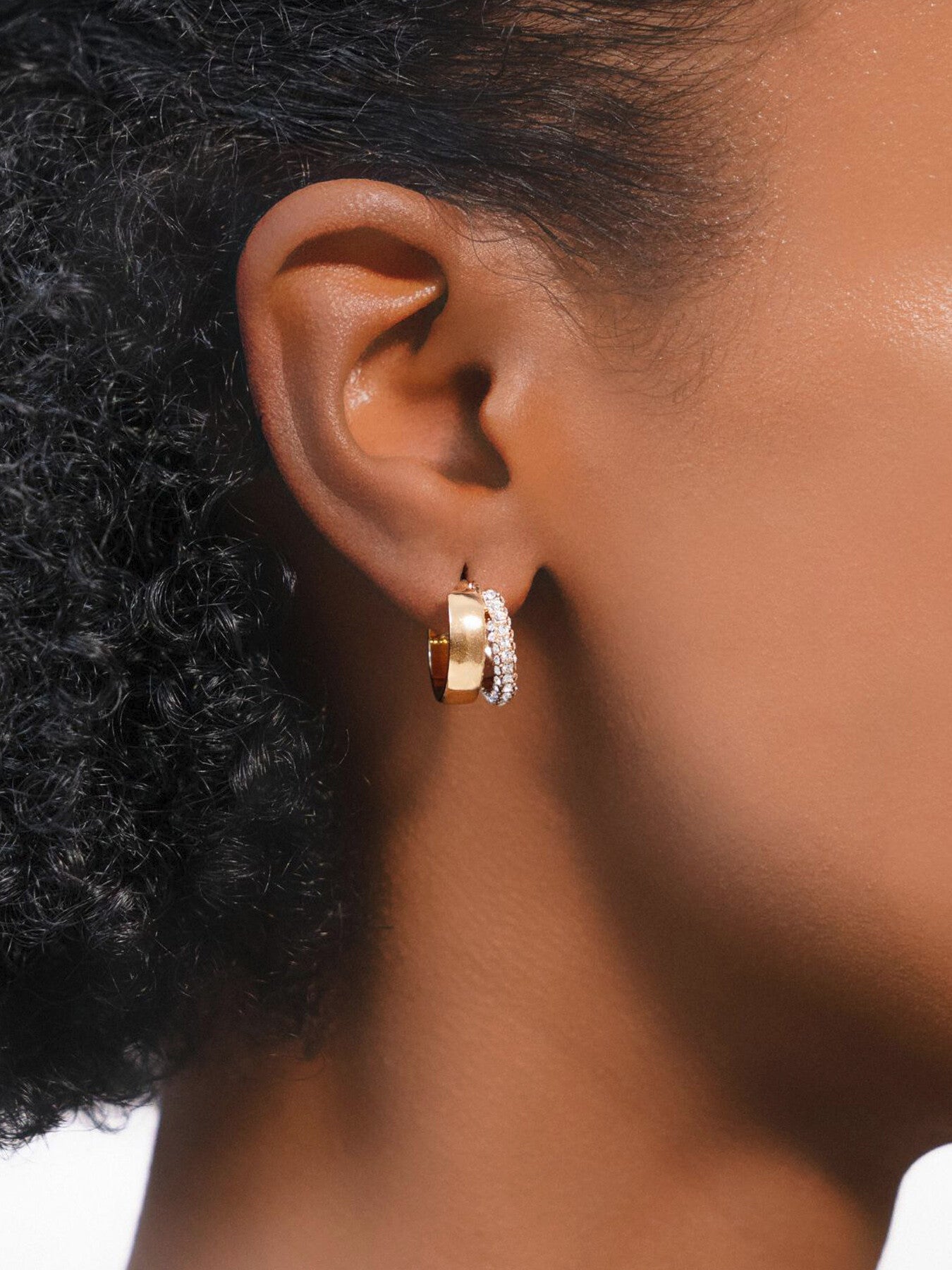 Pave Spilt Huggie Hoop Earrings