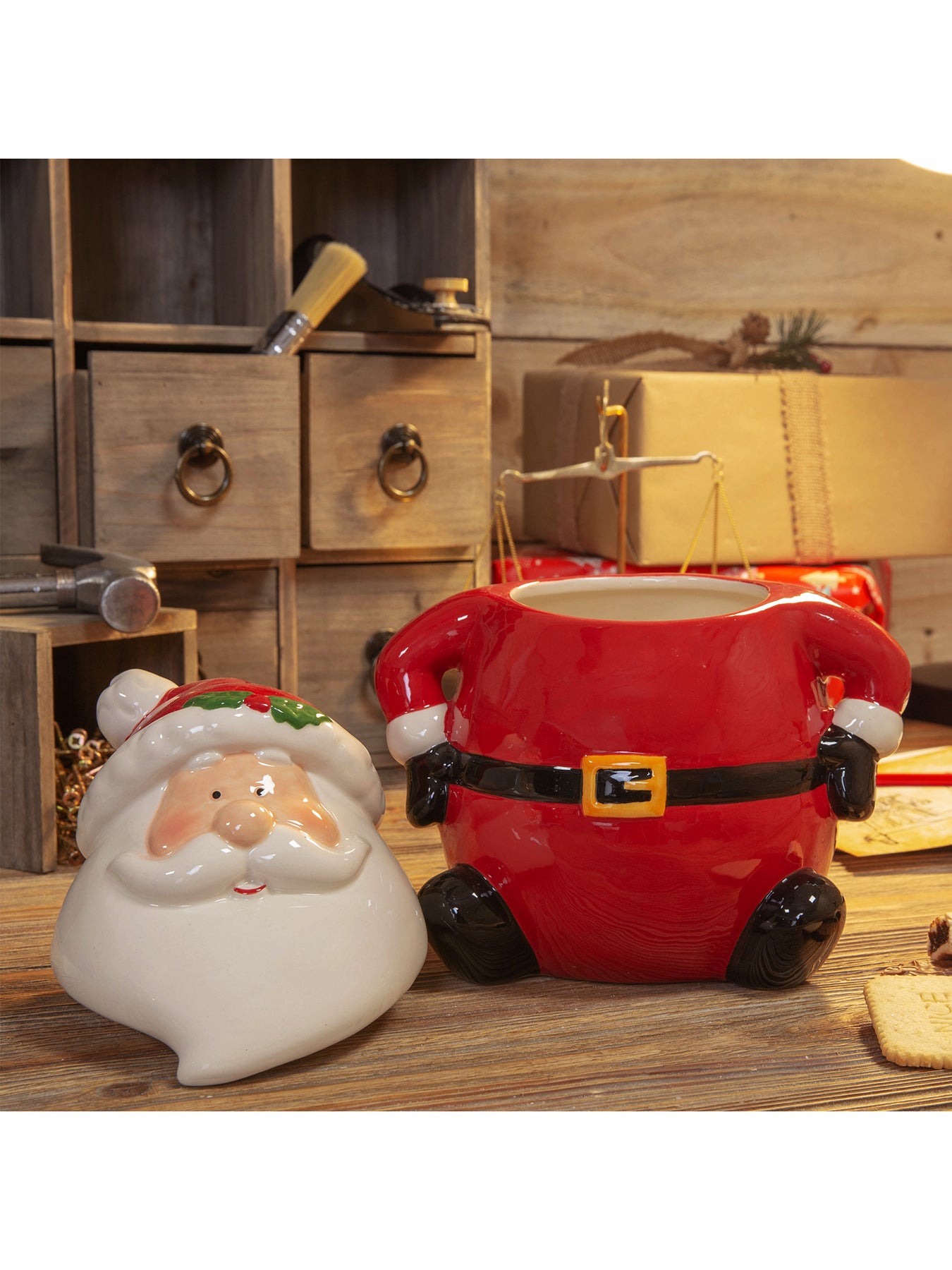 Santa Cookie Jar 26cm Red