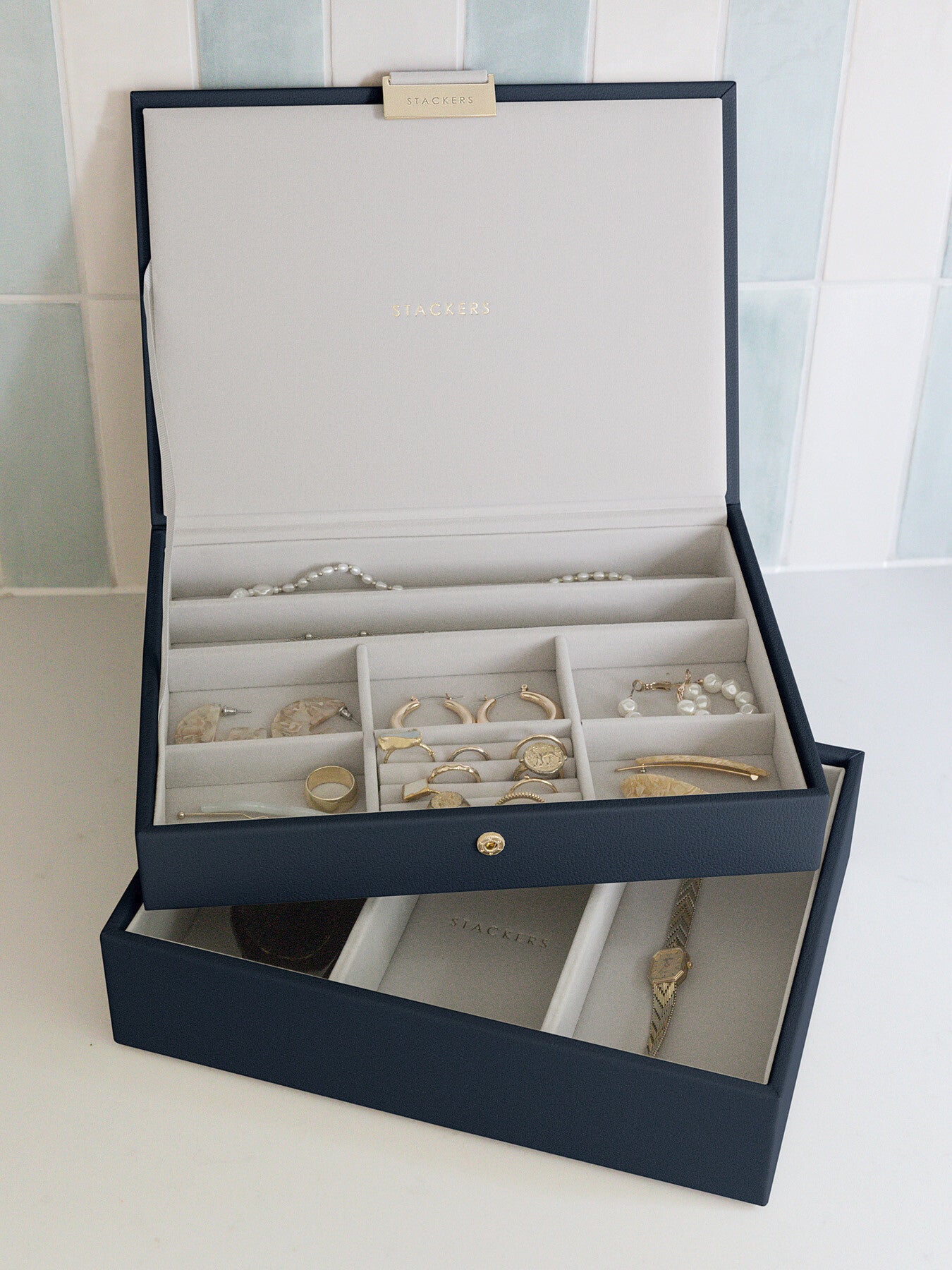 Classic Set of 2 Jewellery Box Navy