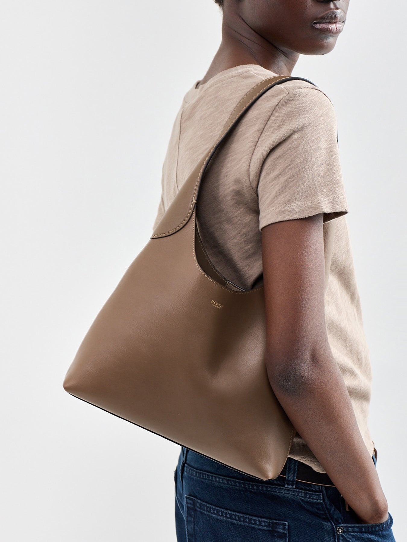 Brooklyn 28 Leather Shoulder Bag Dark Stone