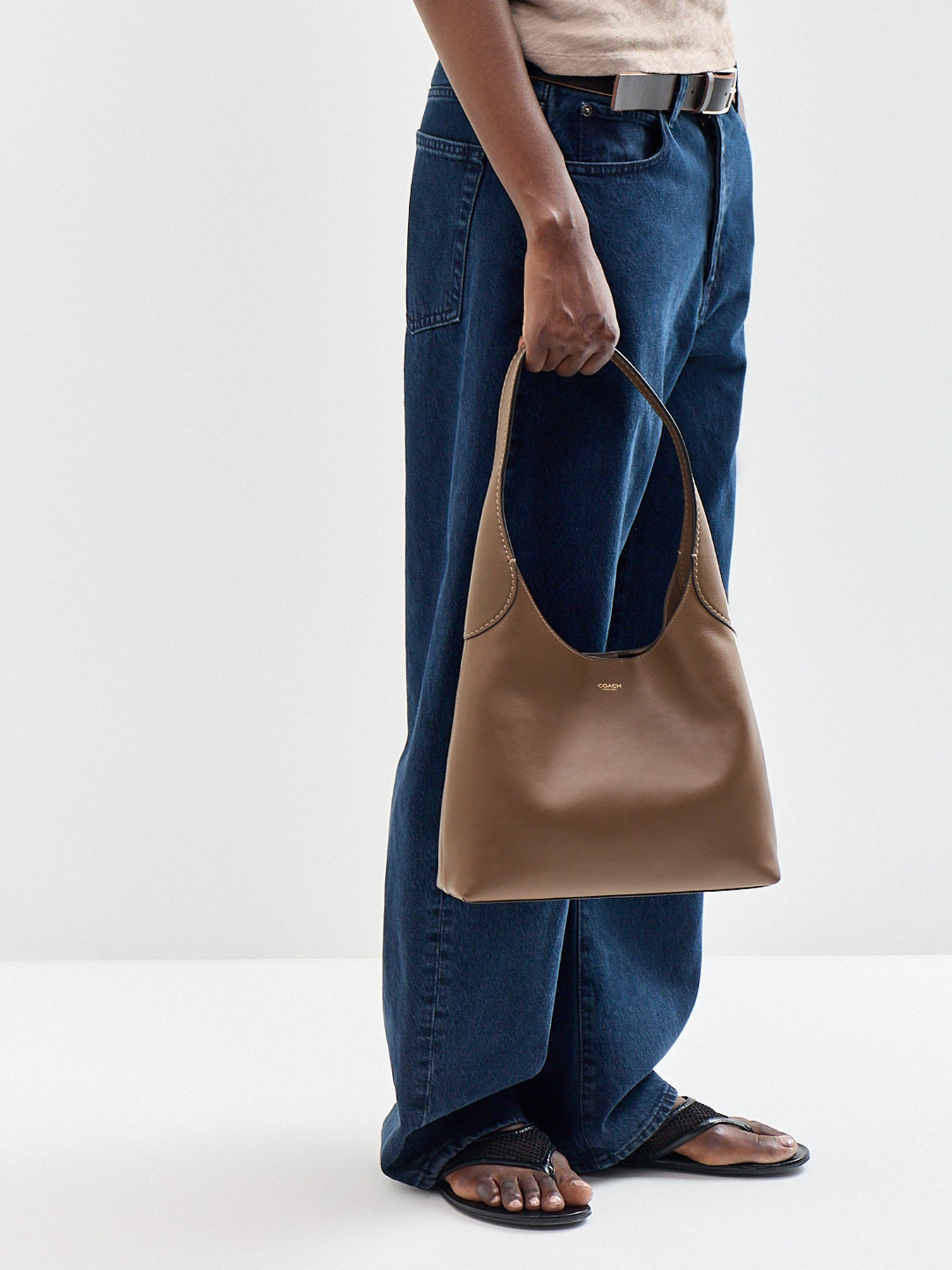 Brooklyn 28 Leather Shoulder Bag Dark Stone