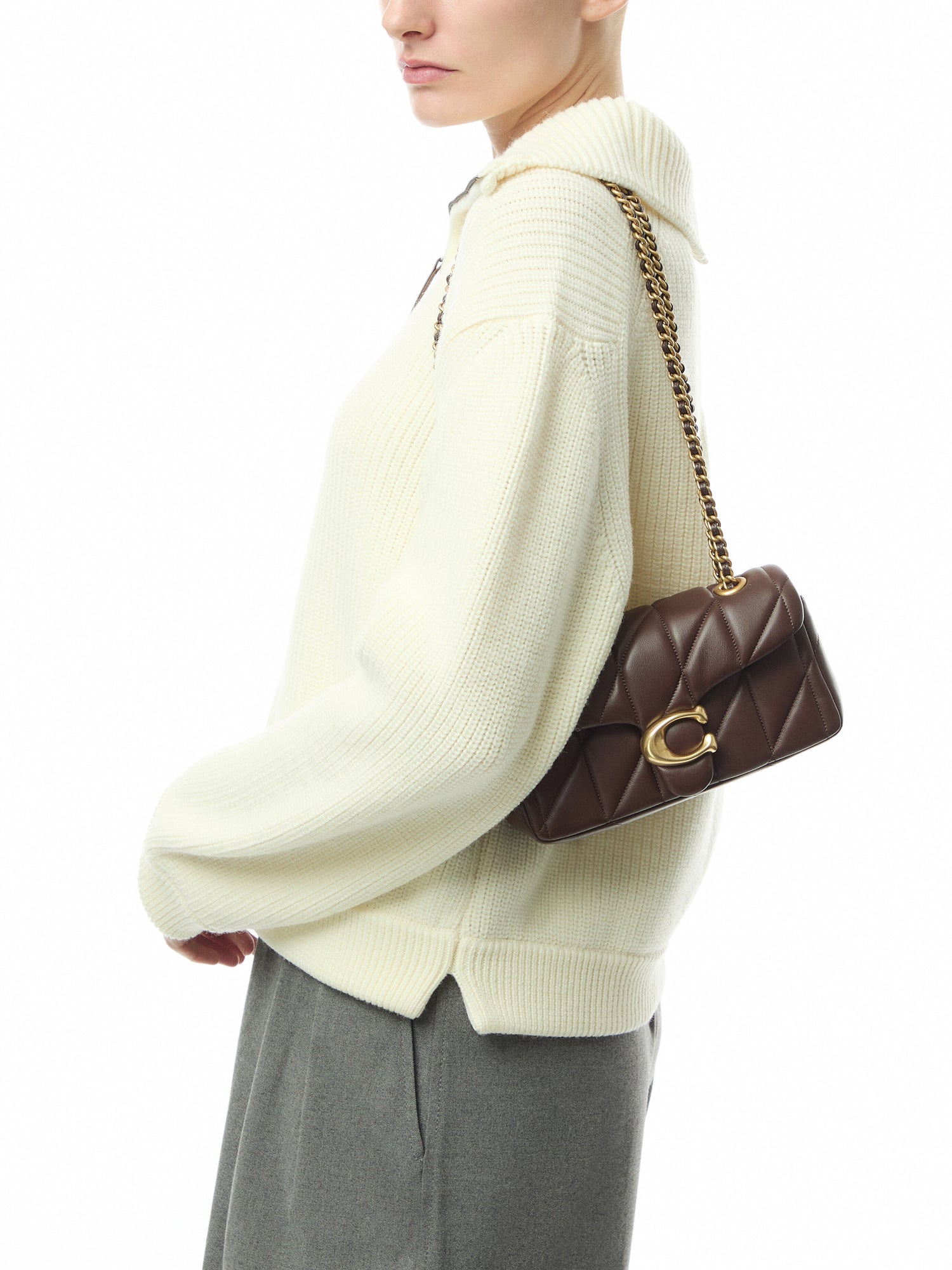 Quilted Tabby Shoulder Leather Bag 20 Maple