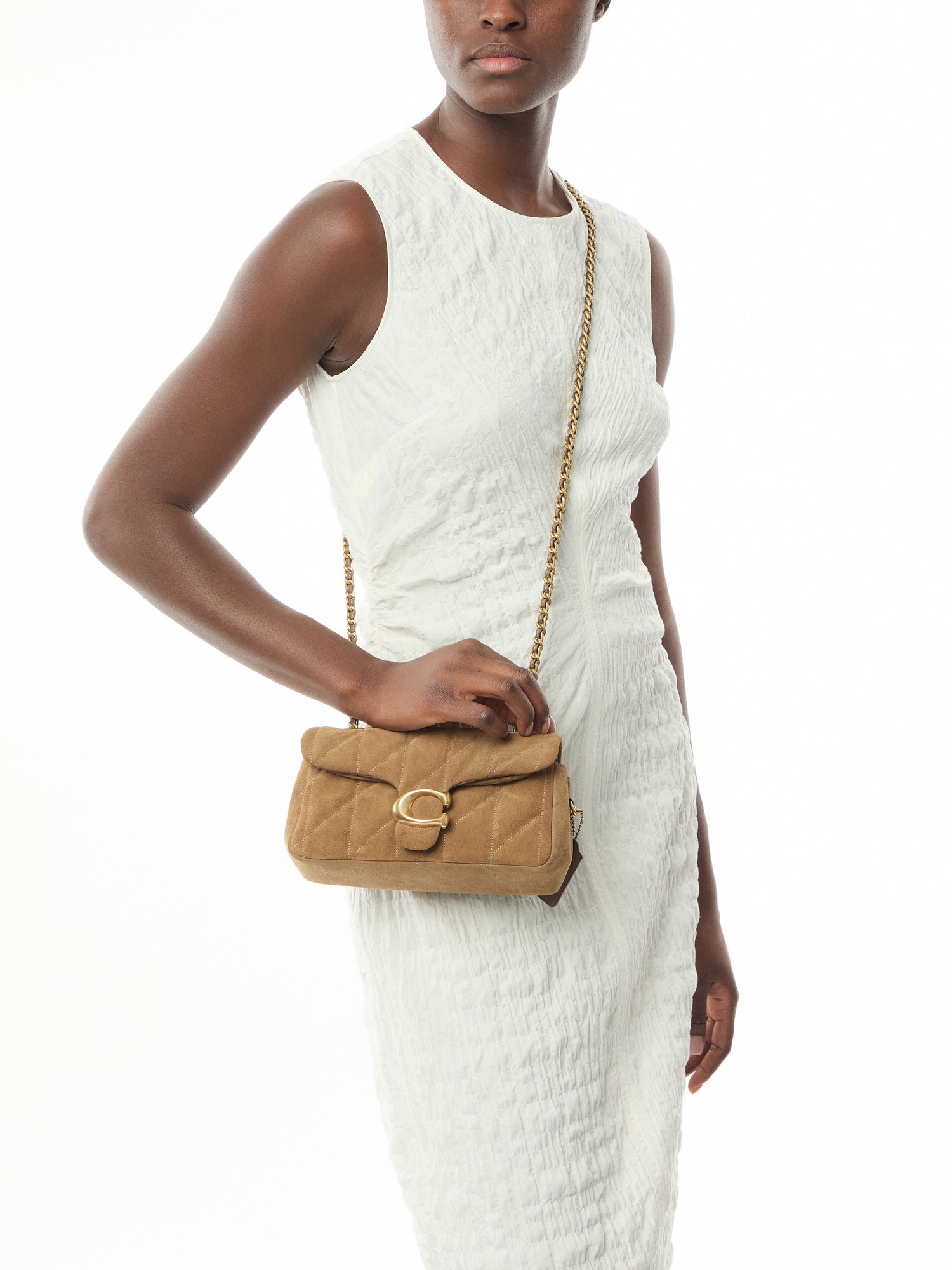 Quilted Suede Tabby Shoulder Bag 20 Cedar