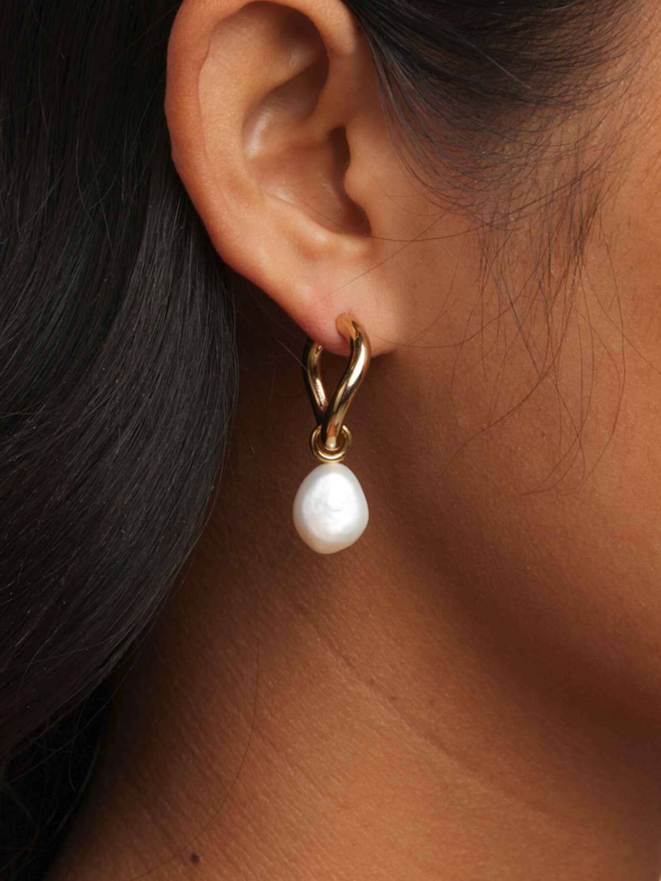 Infinity Pearl Charm Hoops