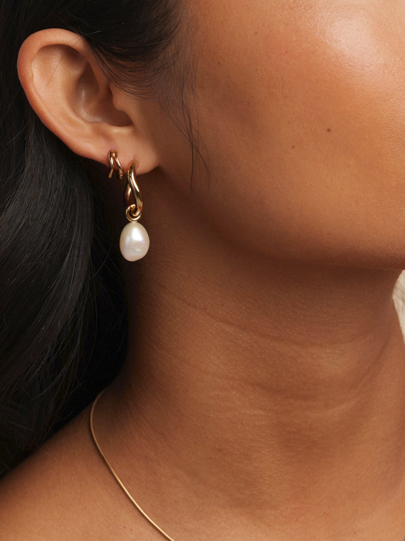 Infinity Pearl Charm Hoops