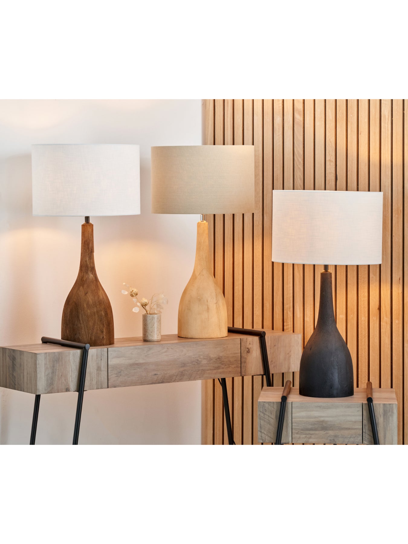Mango Wood Curved Lamp Base Brown