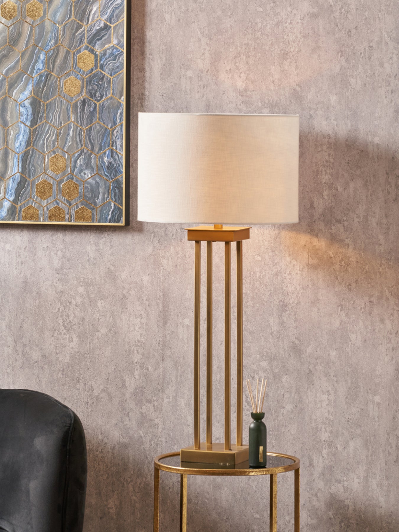 White Linen Drum Shade White 40cm