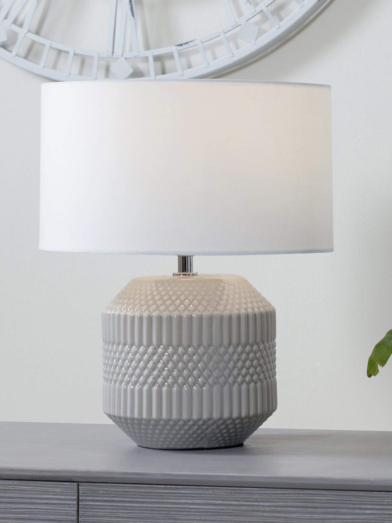 Geo Ceramic Table Lamp Grey