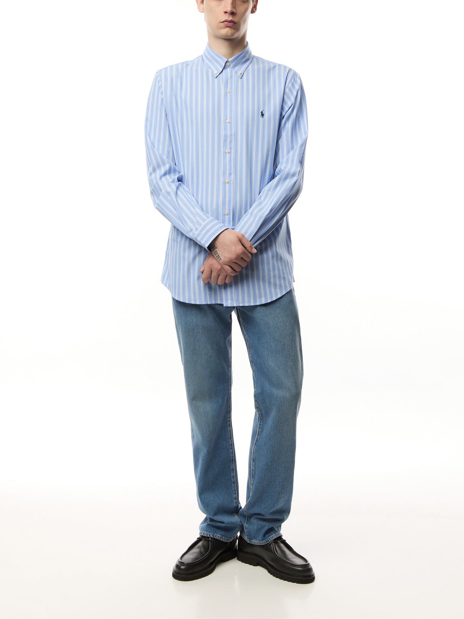 Custom Fit Poplin Stretch Stripe Shirt