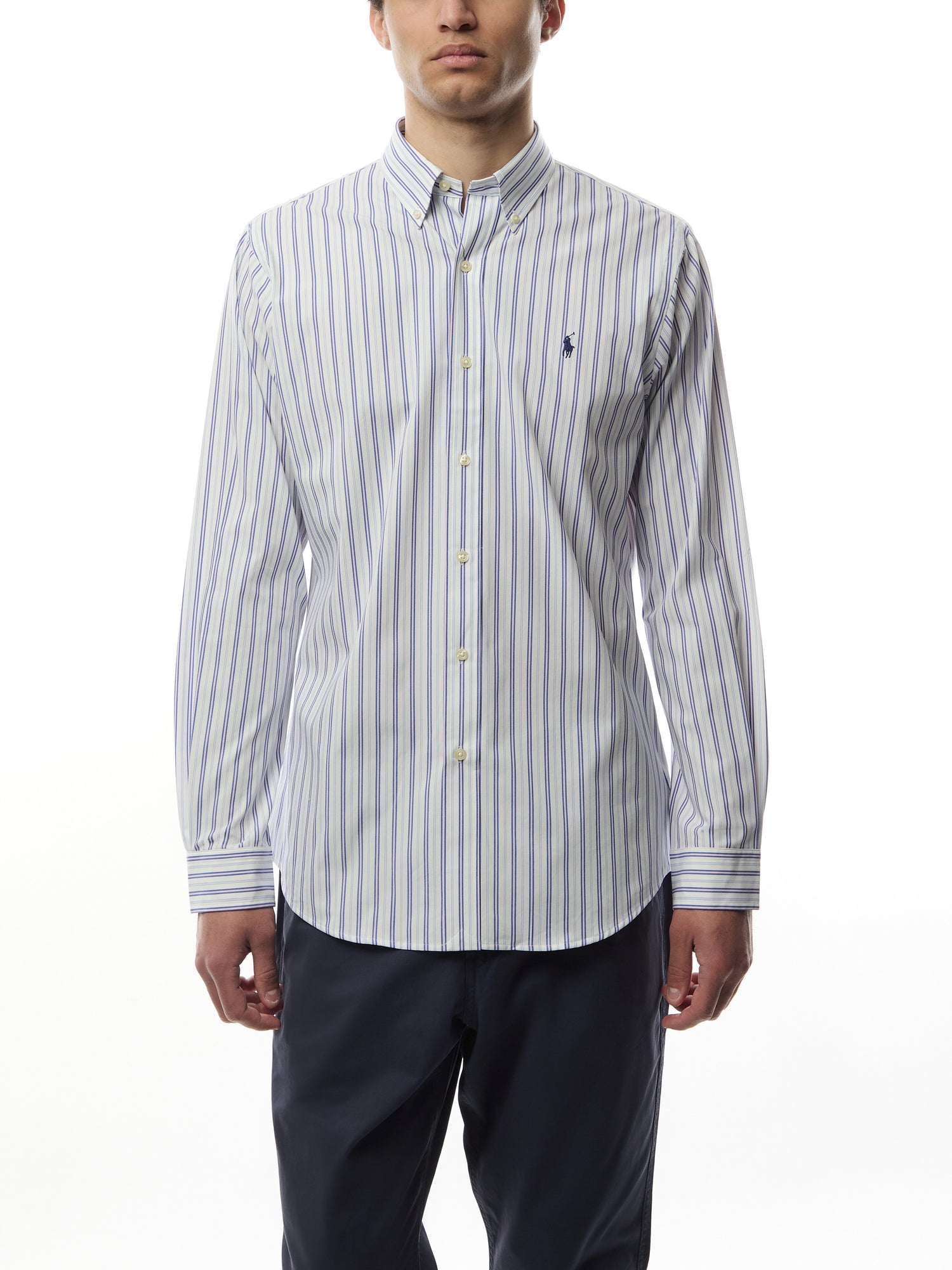 Custom Fit Poplin Stretch Stripe Shirt