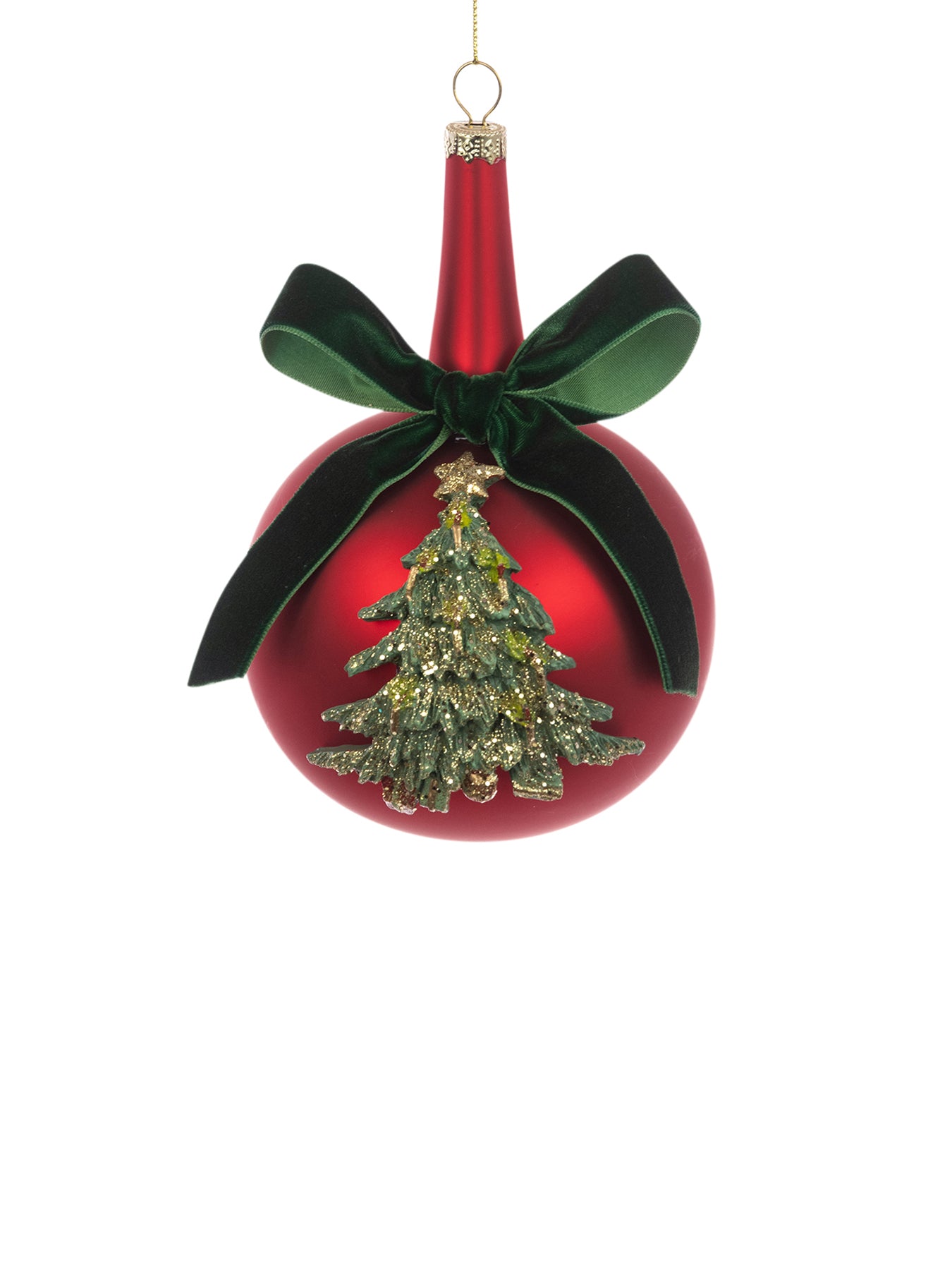 Glass Tree Bauble 10cm Red