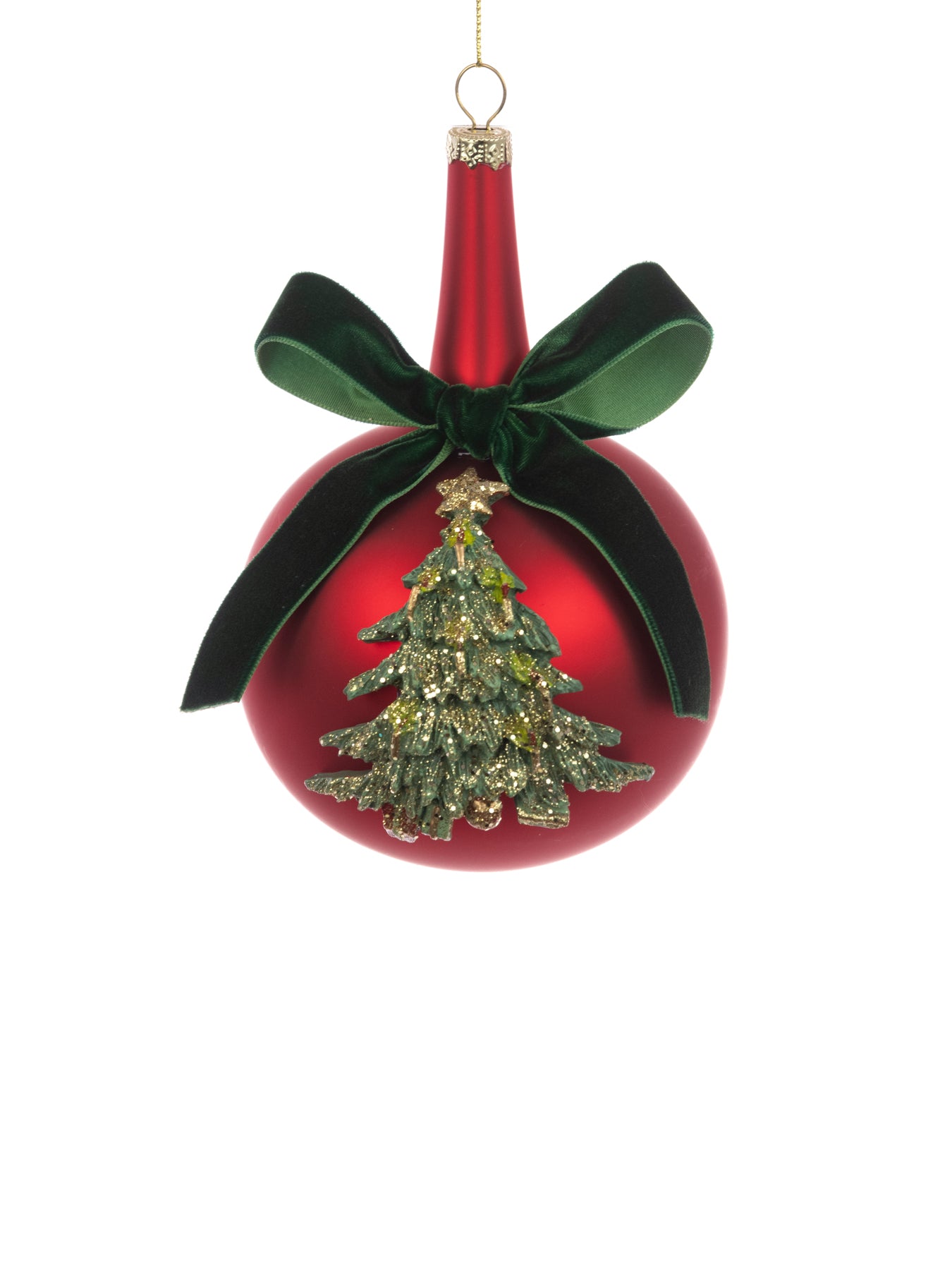 Glass Tree Bauble 10cm Red