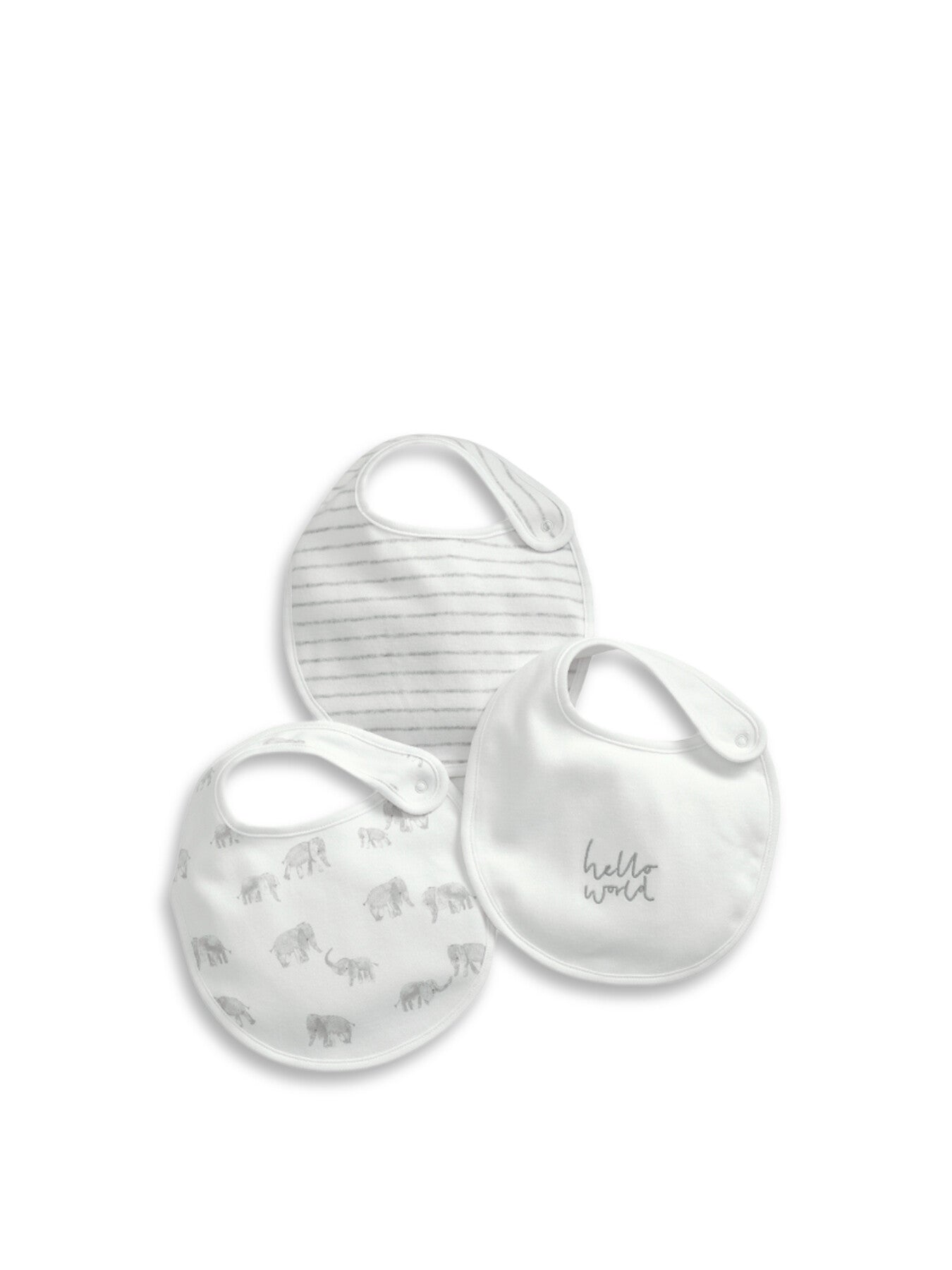 Elephant Bib Set 3 Pack White
