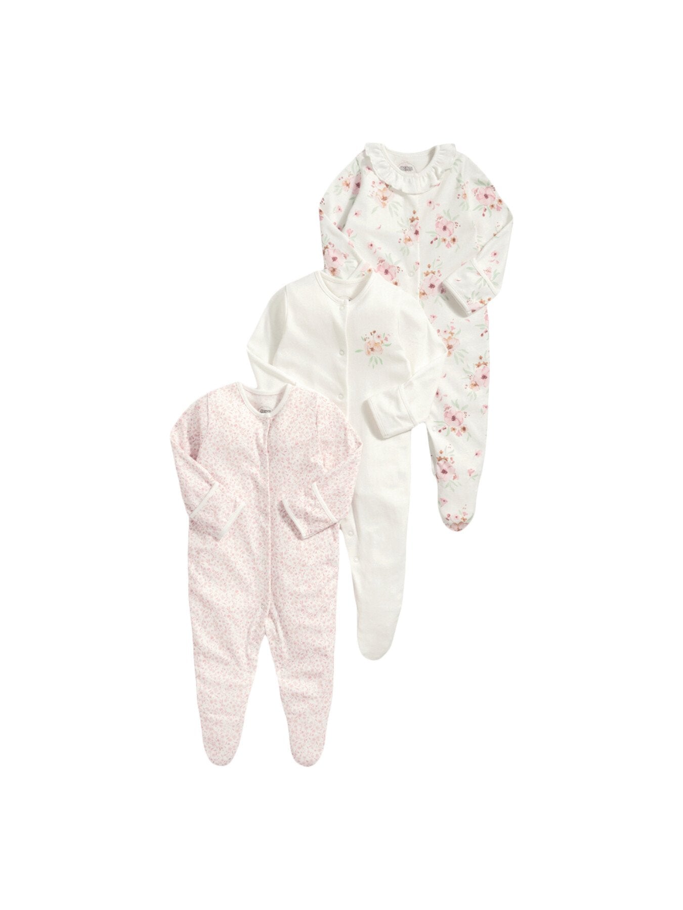 Watercolour Flowers Sleepsuits (Set of 3)