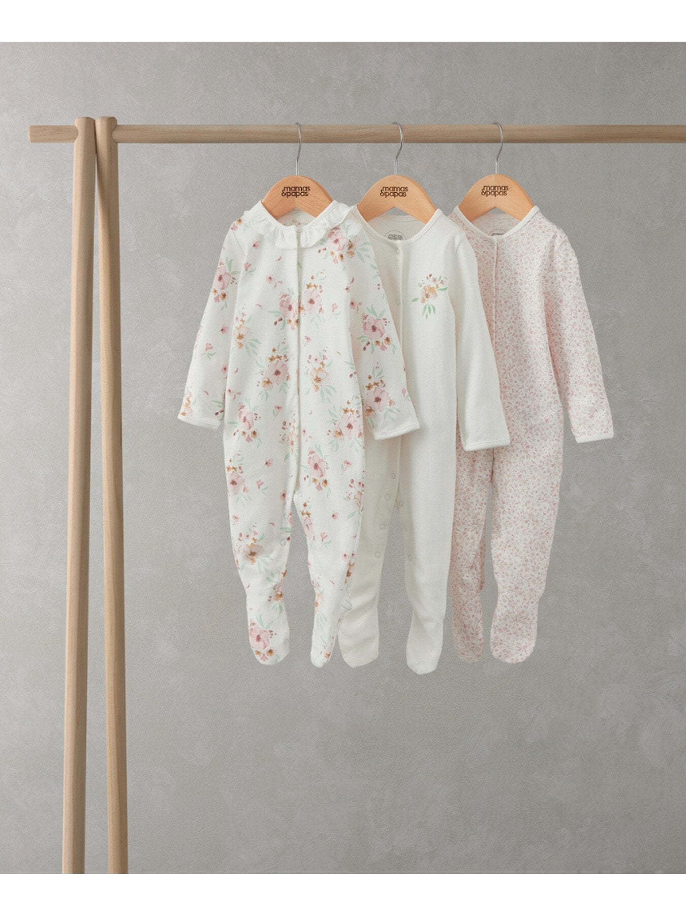 Watercolour Flowers Sleepsuits (Set of 3)
