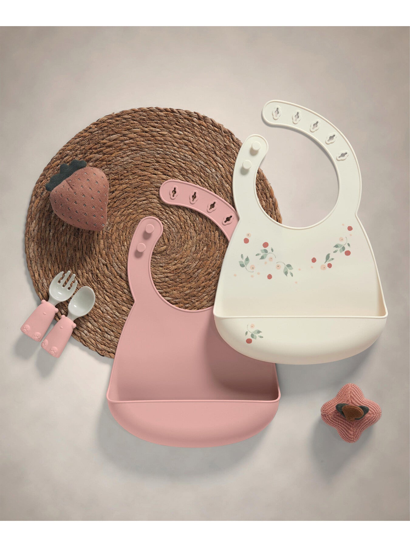 Silicone Bibs 2 Pack Floral Berry