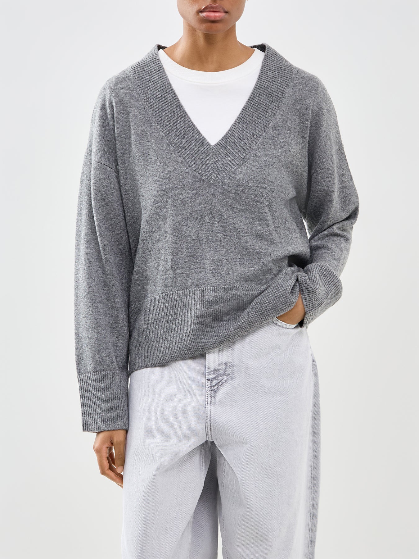 V Neck Jumper Grey