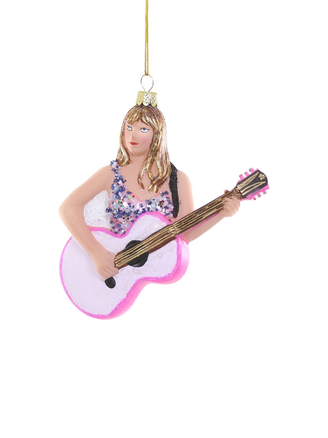 Taylor Swift with Guitar Glass Christmas Tree Hanging Decoration