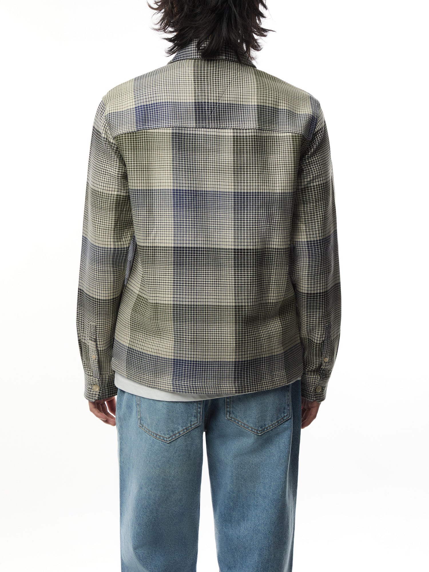 Double Face Check Cotton Zip Overshirt