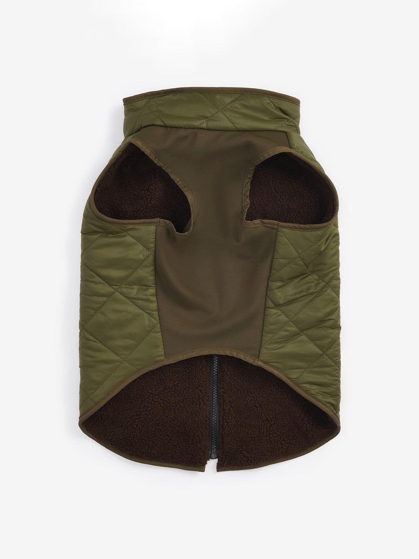 Reversible Quilt/ Borg Fleece Dog Coat Olive Medium