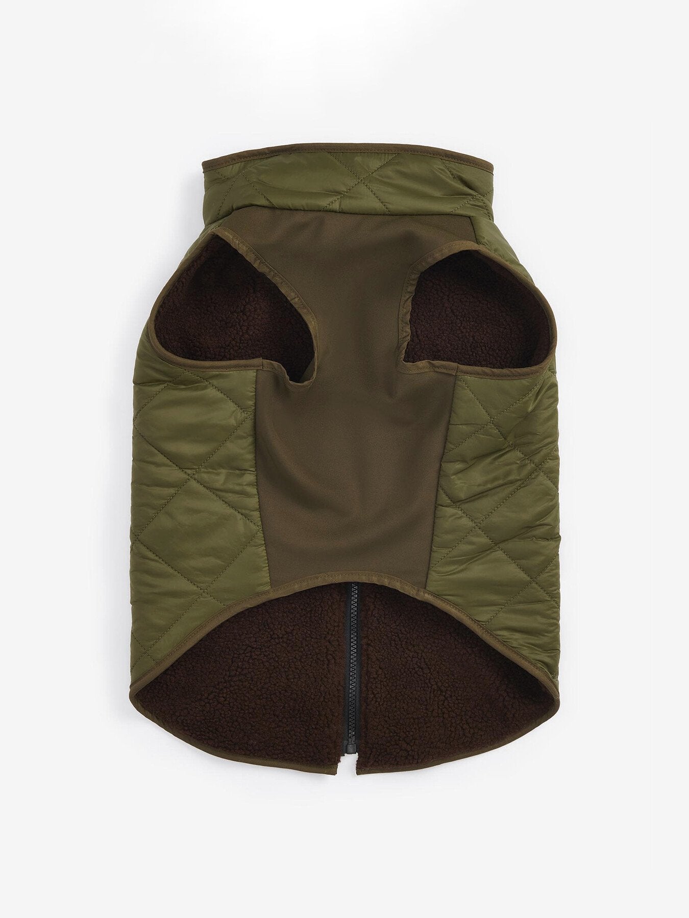 Reversible Quilt/ Borg Fleece Dog Coat Olive Large