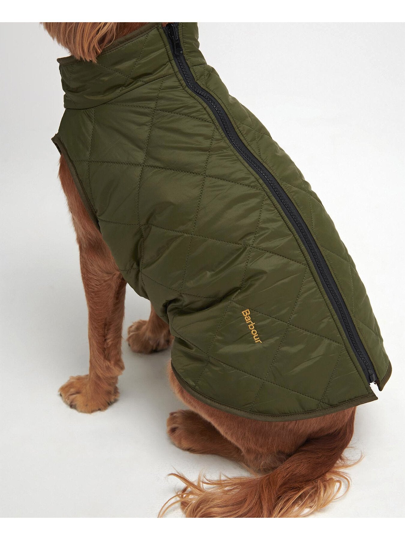 Reversible Quilt/ Borg Fleece Dog Coat Olive Large