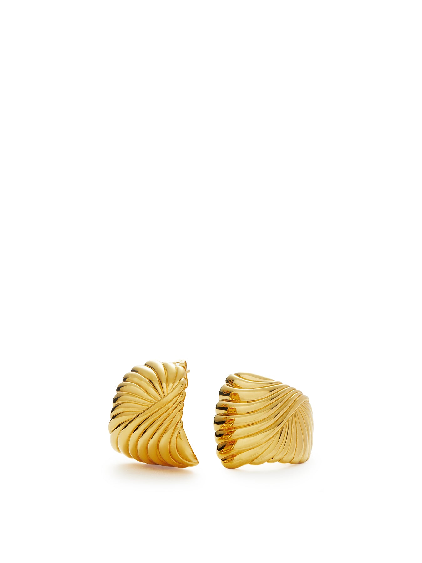 Ripple Oversized Stud Earrings Gold