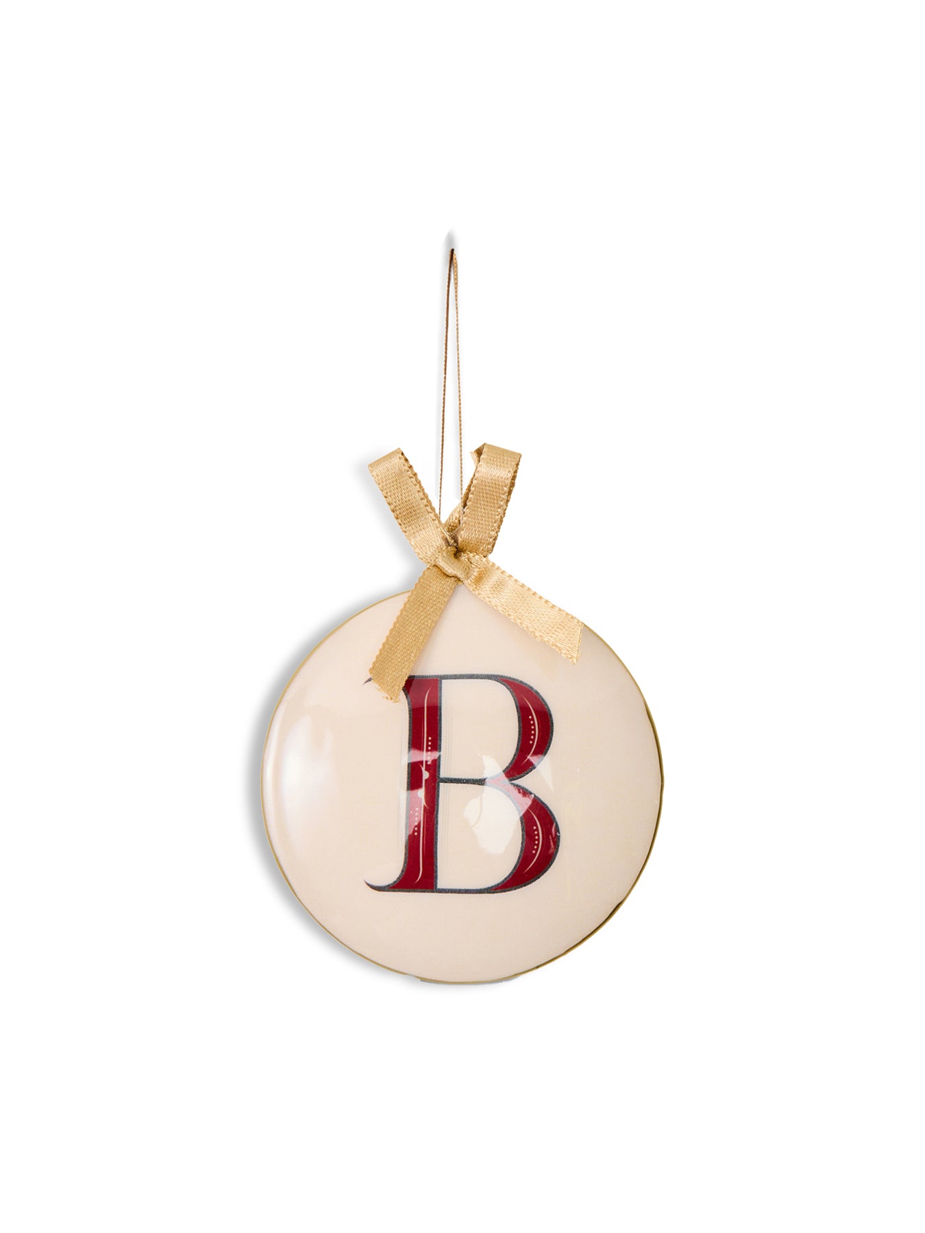 Enamel Round Alphabet Letter Bauble WHITE / RED