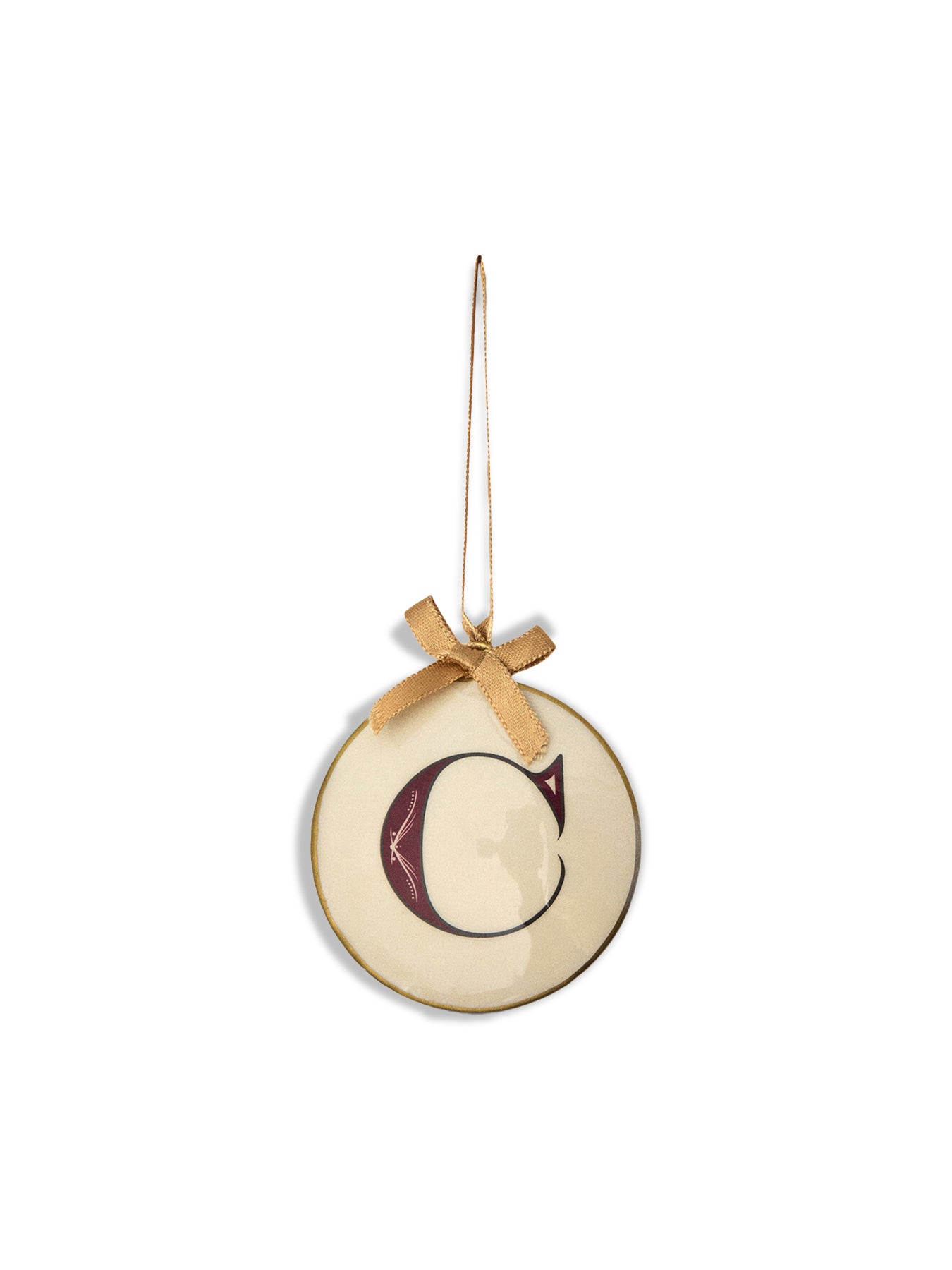 Enamel Round Alphabet Letter Bauble WHITE / RED